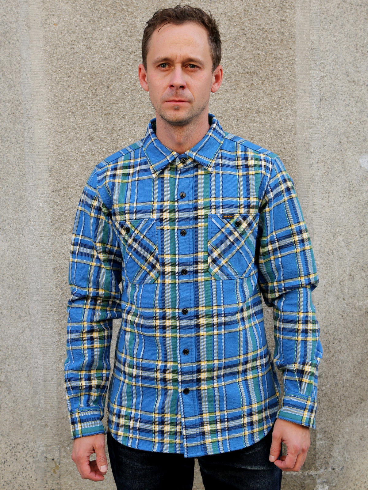 Iron Heart IHSH-376-BLU Ultra Heavy Flannel Classic Work Shirt - Blue