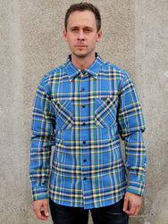 Iron Heart IHSH-376-BLU Ultra Heavy Flannel Classic Work Shirt - Blue