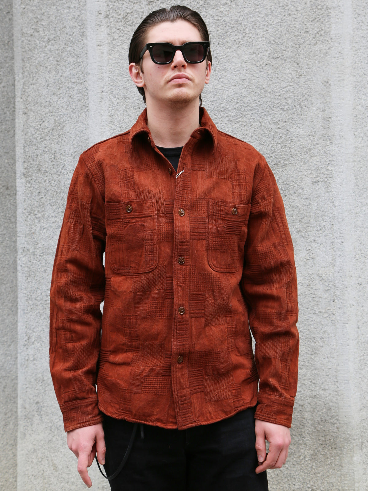 Studio D'Artisan "Amami Dorozome" Boro Jacquard Shirt – Brown (5717)