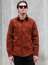 Studio D'Artisan "Amami Dorozome" Boro Jacquard Shirt – Brown (5717)