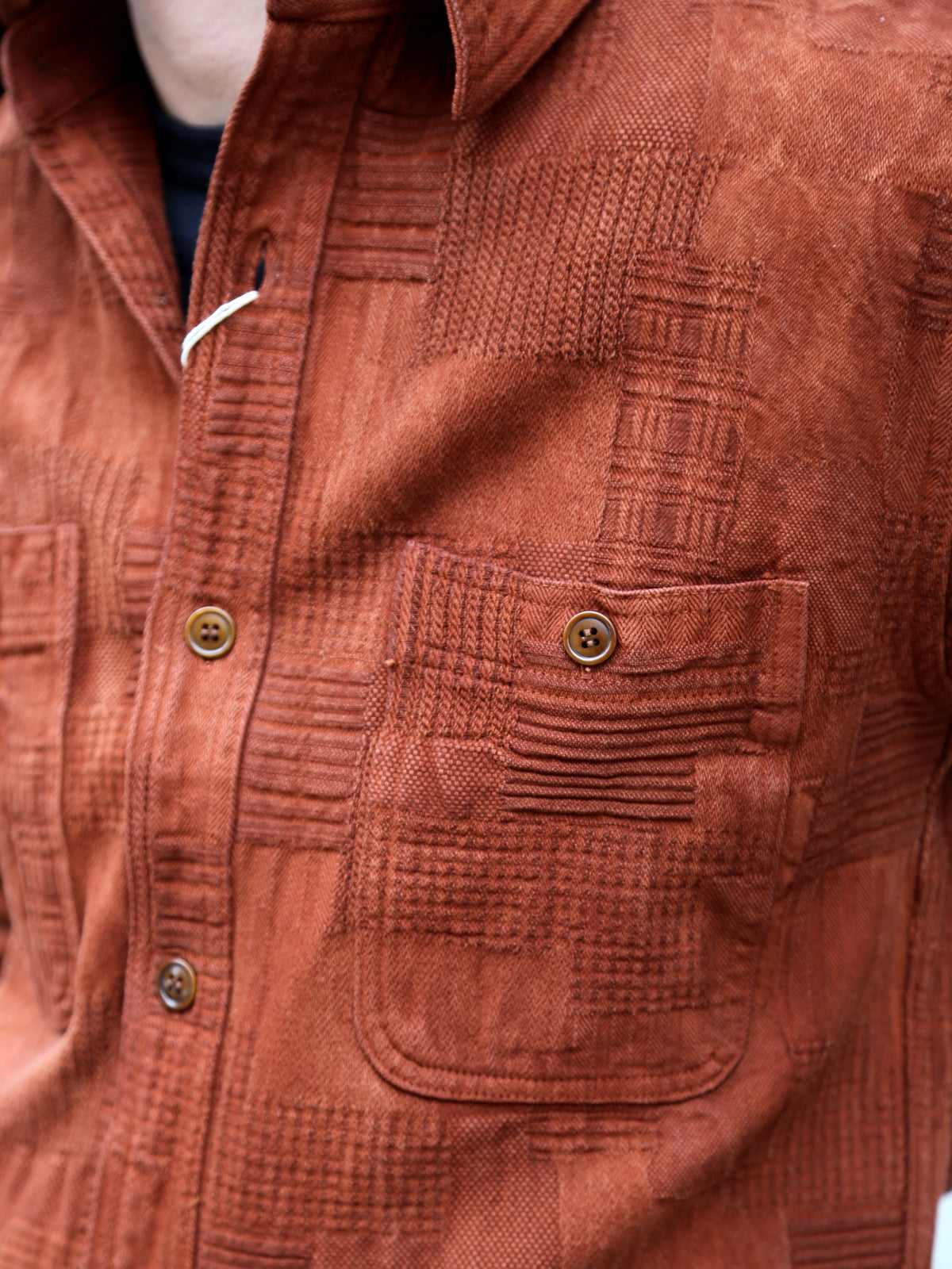 Studio D'Artisan "Amami Dorozome" Boro Jacquard Shirt – Brown (5717)