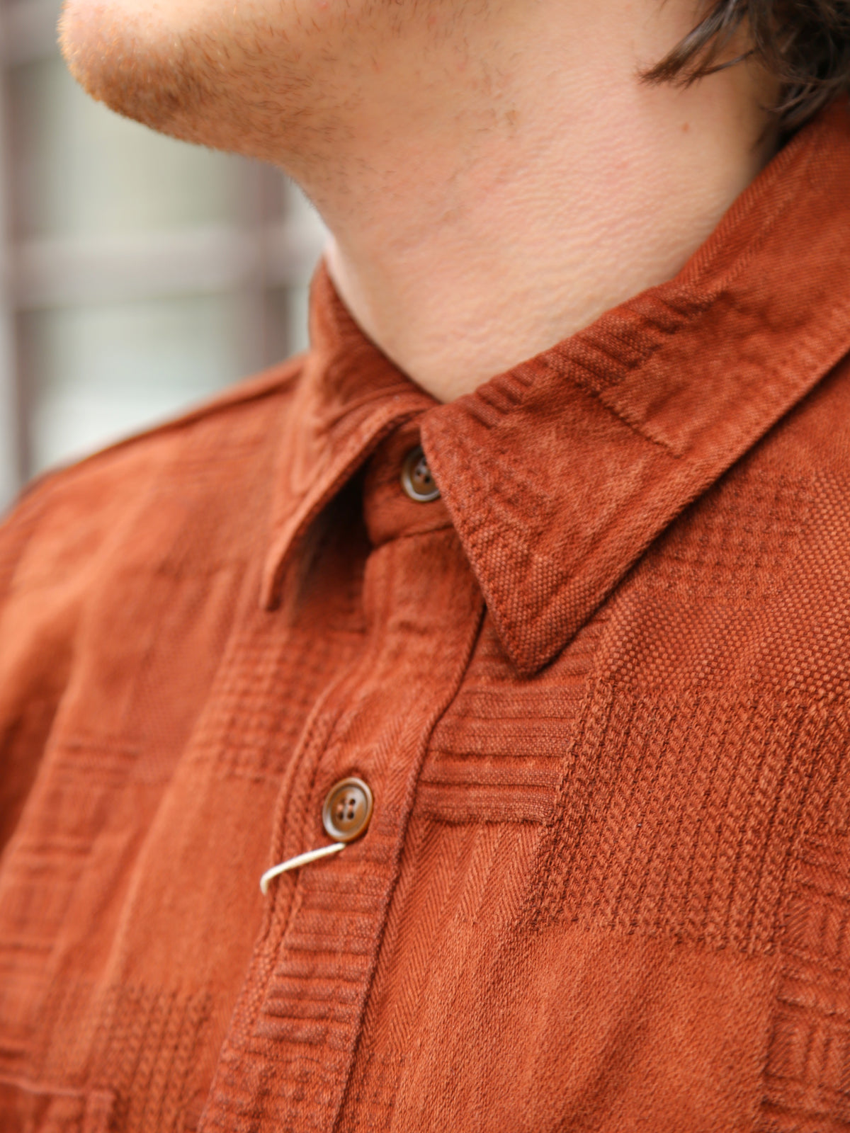 Studio D'Artisan "Amami Dorozome" Boro Jacquard Shirt – Brown (5717)