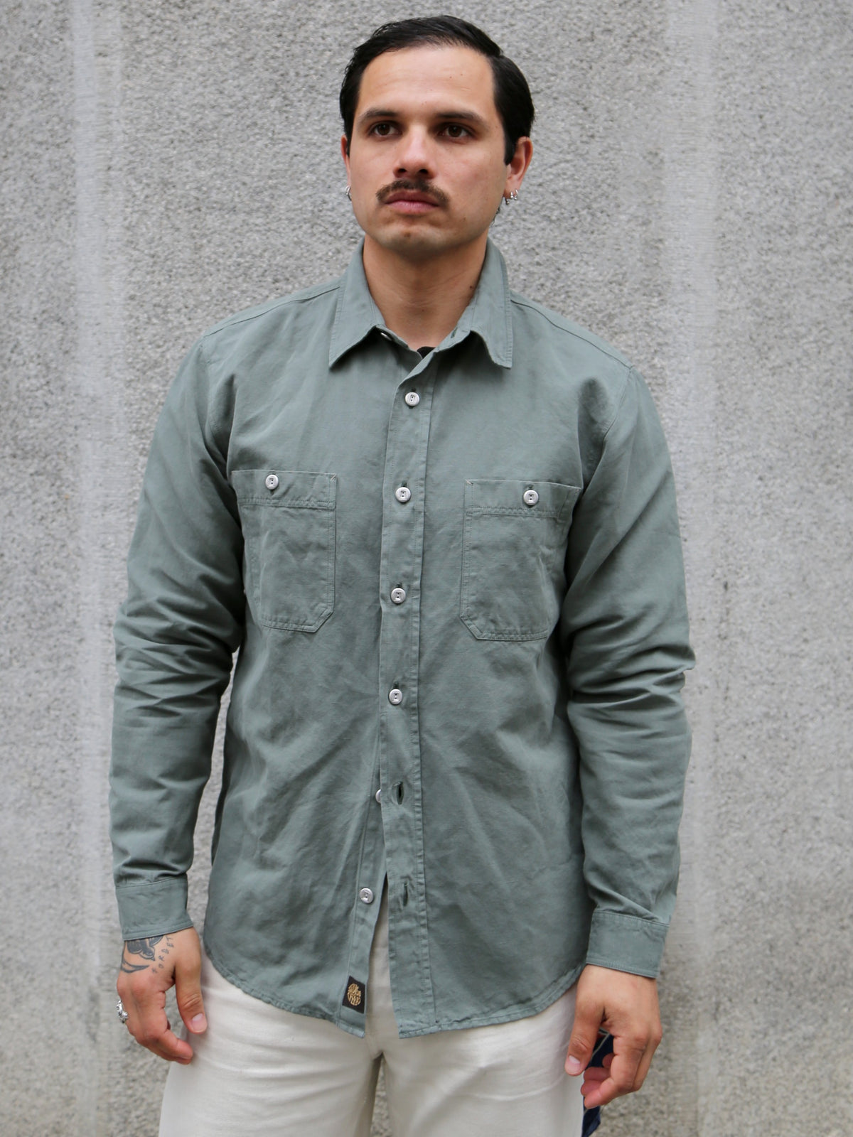 Indigofera McAllen Cotton/Linen Canvas Shirt – Sage Green (6295-464-01)