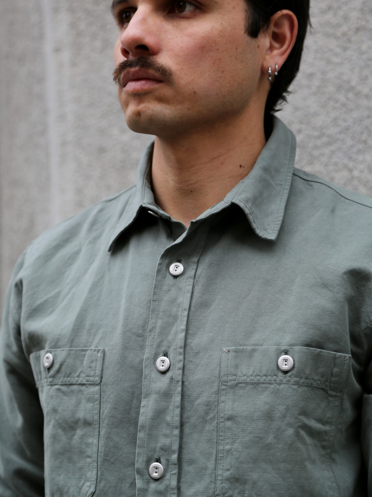 Indigofera McAllen Cotton/Linen Canvas Shirt – Sage Green (6295-464-01)