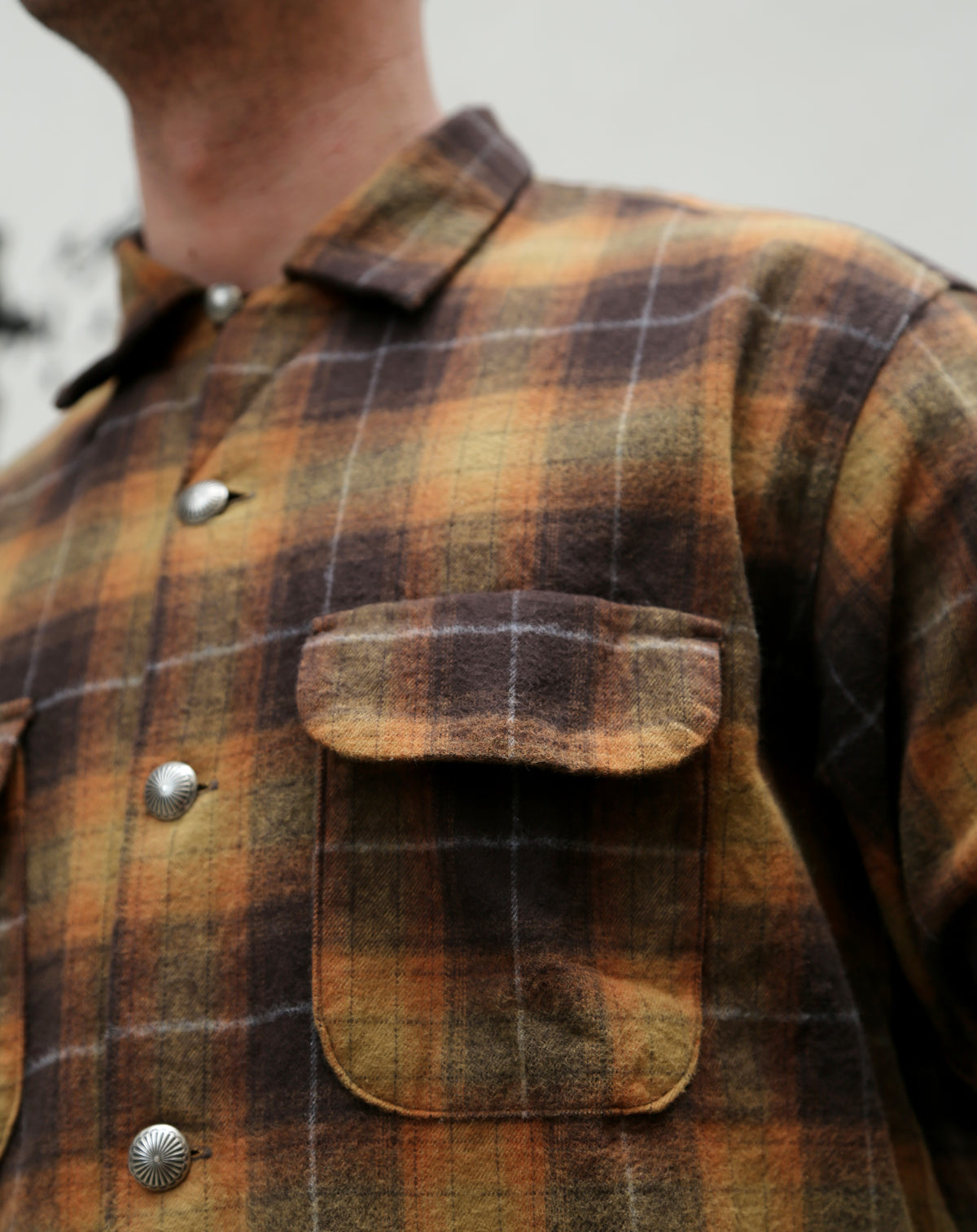 Stevenson Overall Highroller Plaid Shirt - Mustard X Brown (HR1-MB)