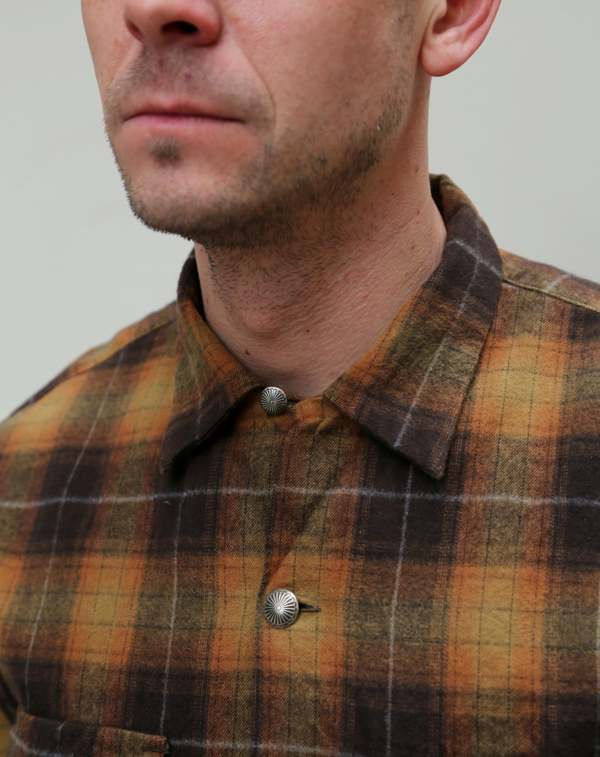 Stevenson Overall Highroller Plaid Shirt - Mustard X Brown (HR1-MB)