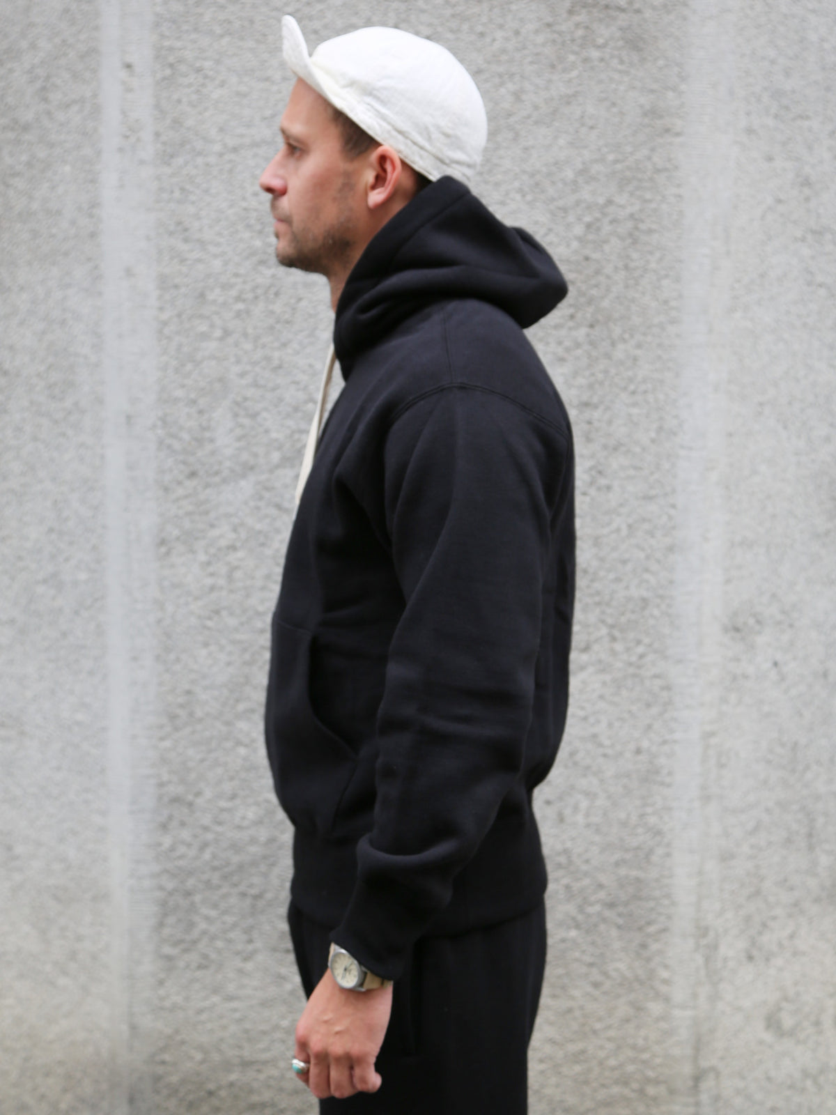The Real McCOY's 10 oz. Loopwheel Hooded Sweatshirt – Black (MC24114)