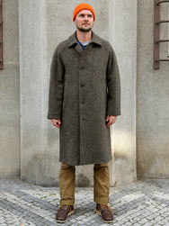 Hansen Garments 26-59-7 Sigurd Long Lined Wool Coat - Brown Tweed