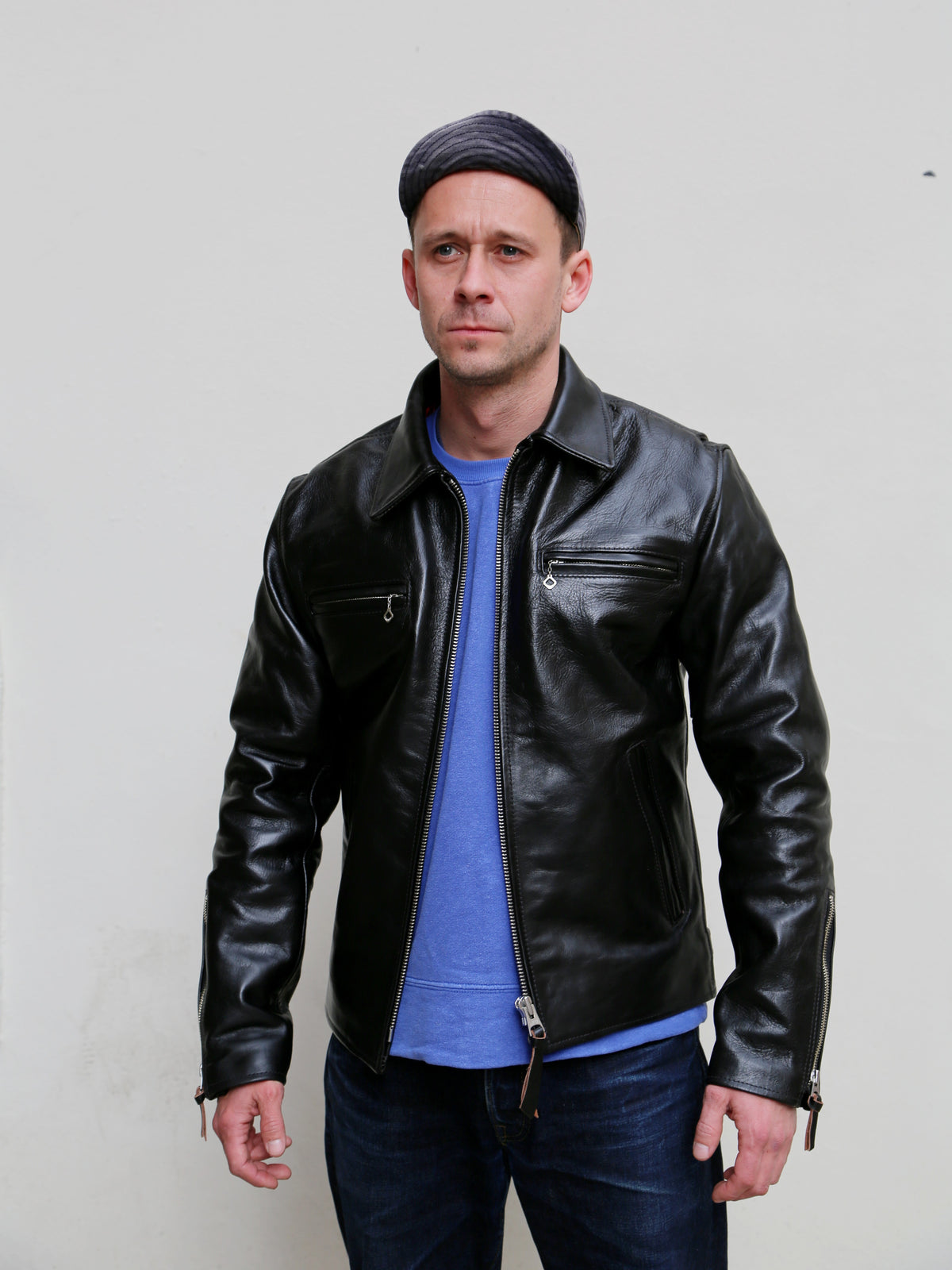 Simmons Bilt Smokey D Racer Leather Jacket Black