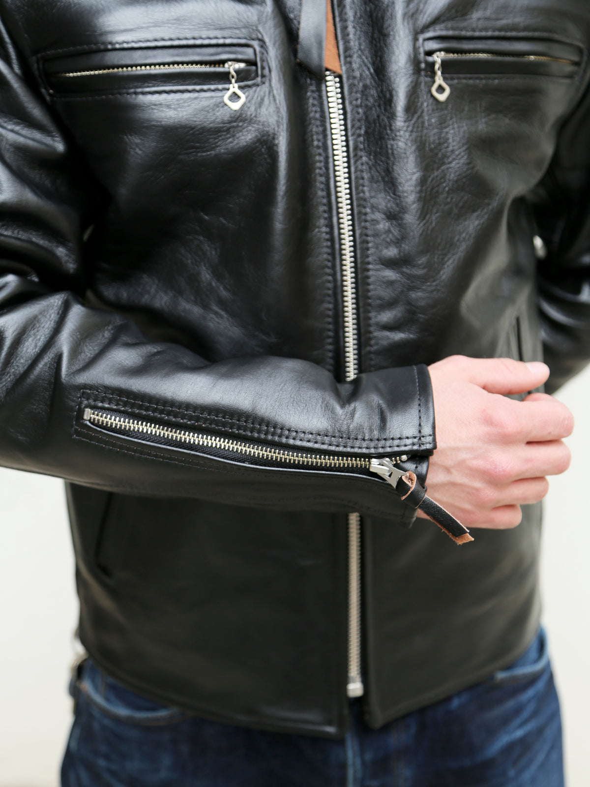 Simmons Bilt Smokey D Racer Leather Jacket Black
