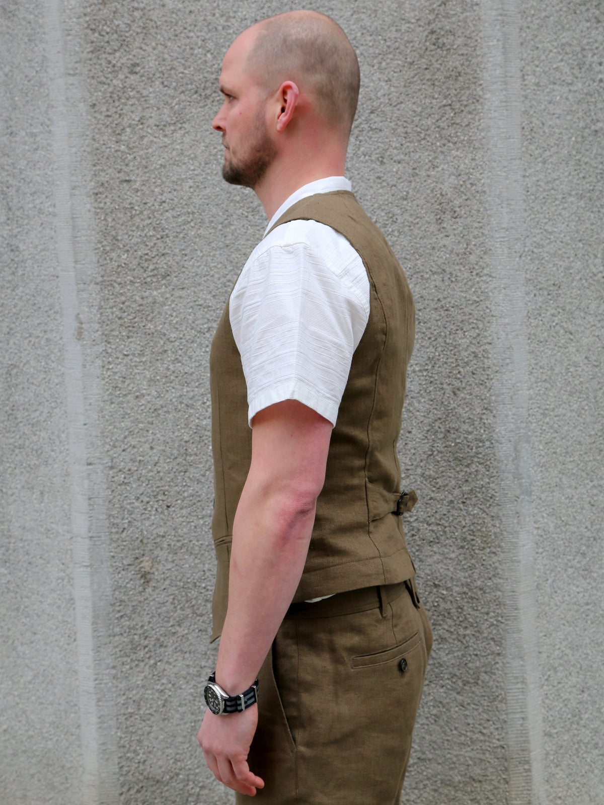 Hansen Daniel (27-46-6) Casual Waistcoat – Khaki Linen