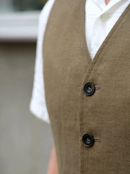 Hansen Daniel (27-46-6) Casual Waistcoat – Khaki Linen