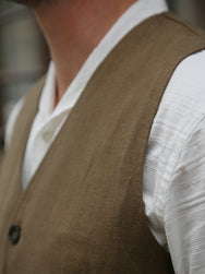 Hansen Daniel (27-46-6) Casual Waistcoat – Khaki Linen