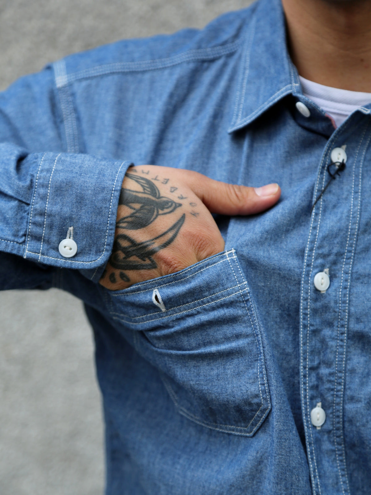 Momotaro 5oz Chambray Shirt – Indigo (MMLS1001)