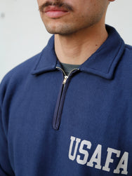 The Real McCoy's Military ¼ Zip Sweatshirt USAFA – Navy (MC23102)