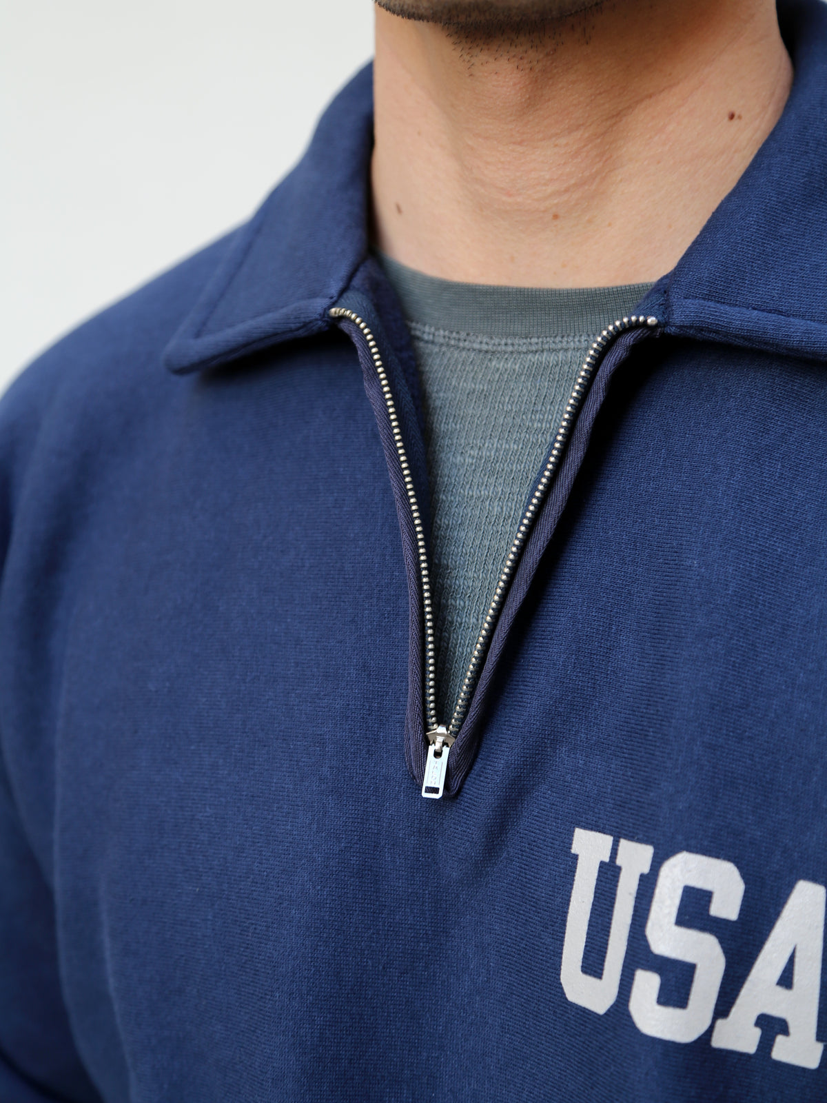 The Real McCoy's Military ¼ Zip Sweatshirt USAFA – Navy (MC23102)