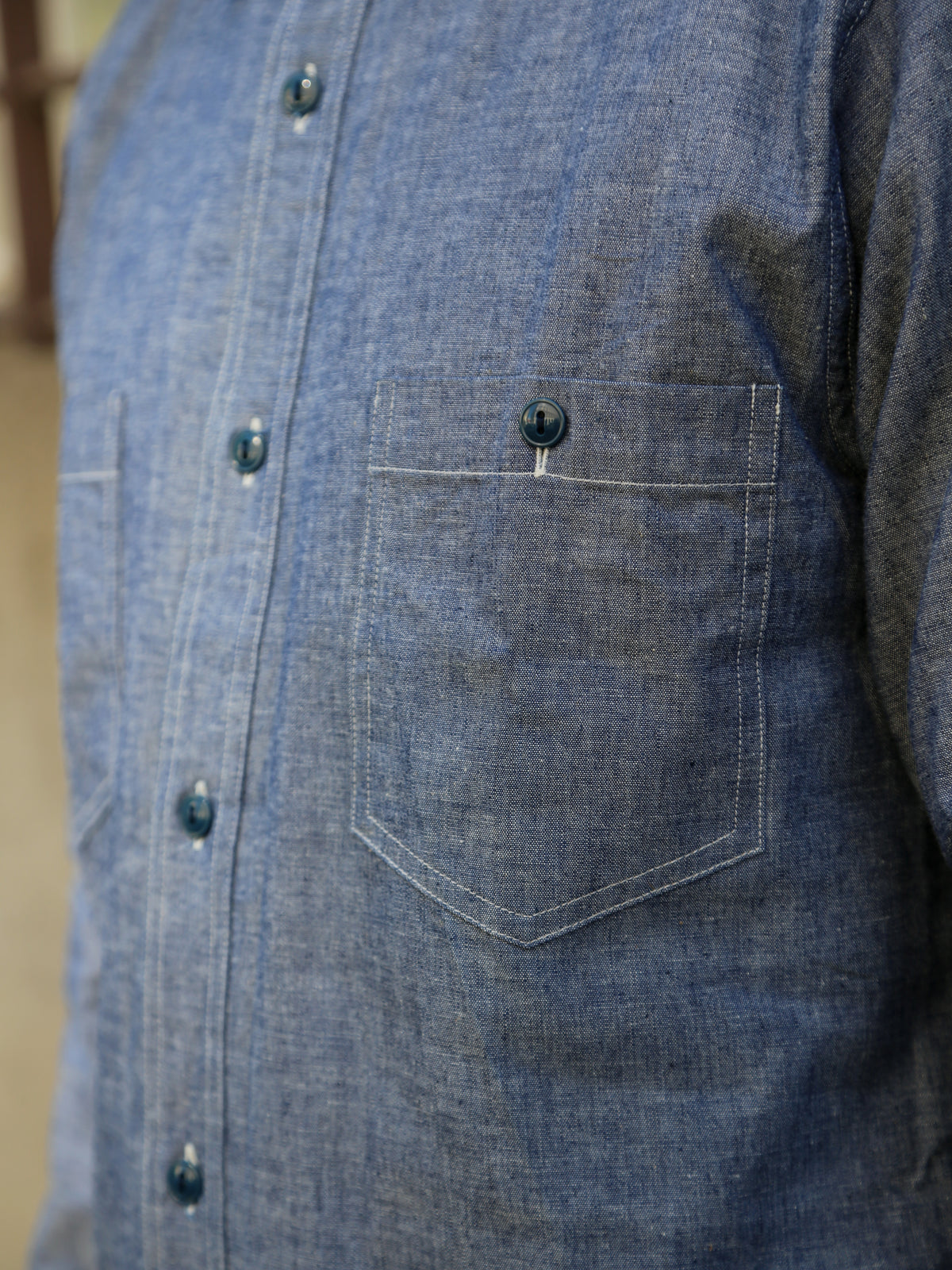 Black Sign Open Pocket Working Chambray Shirt / Light Blue Chambray (BSFL-17111)