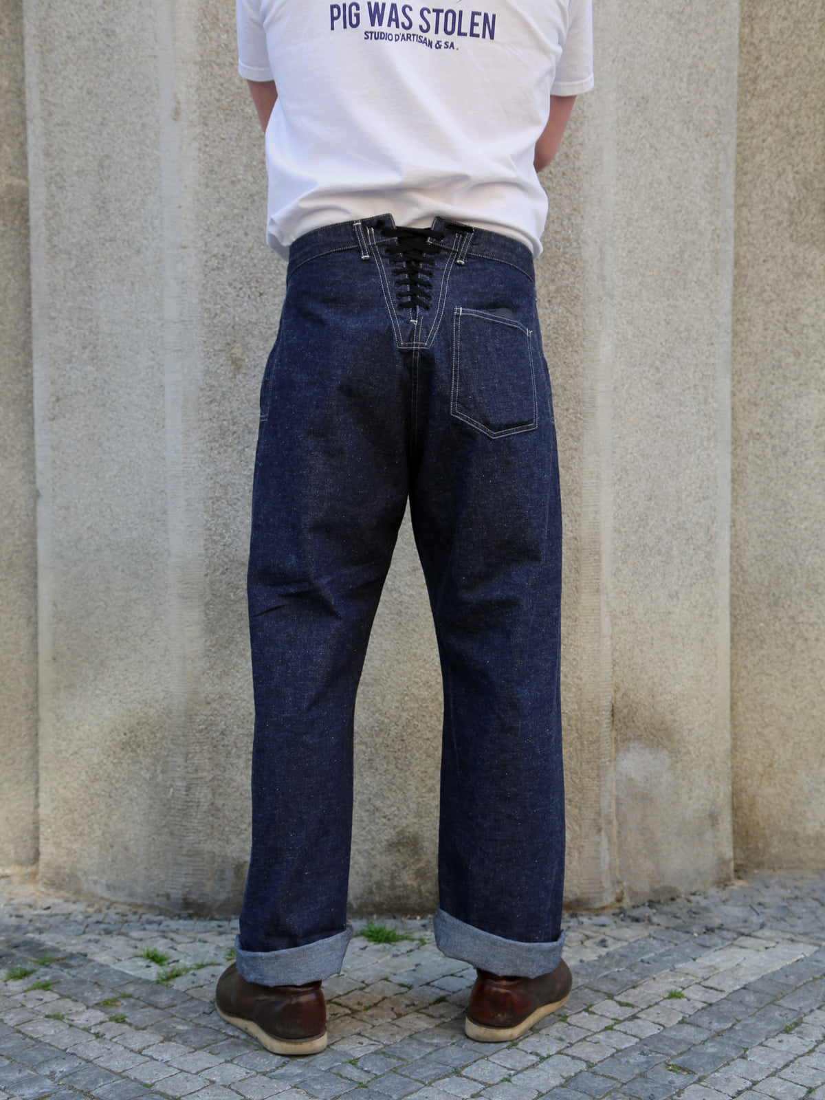 Black Sign 10oz Denim String Back Trousers / Dark Indigo (BSSP-23509)