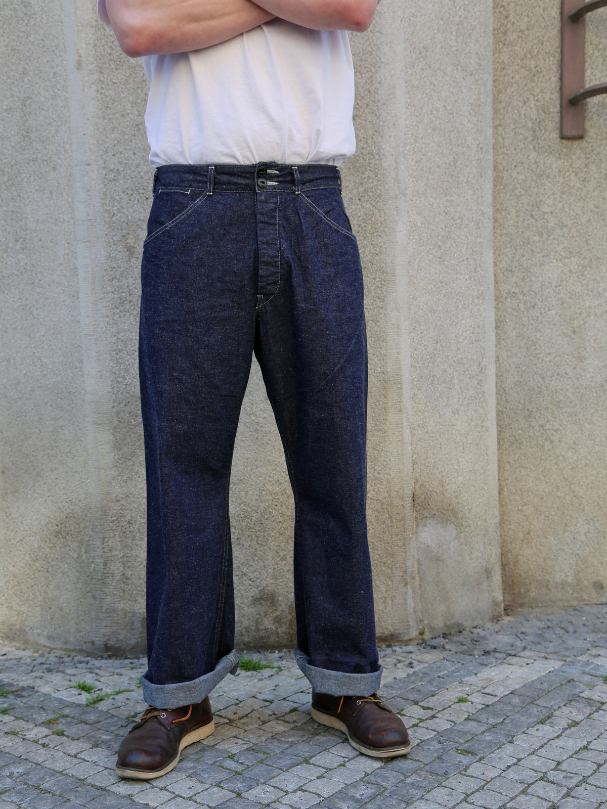 Black Sign 10oz Denim String Back Trousers / Dark Indigo (BSSP-23509)