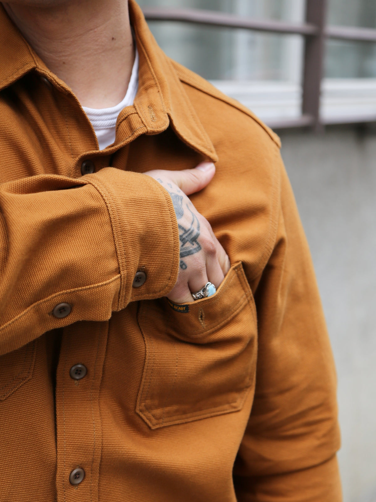 Iron Heart 13oz Oxford Cloth Work Overshirt – Camel (IHSH-423-CAM)