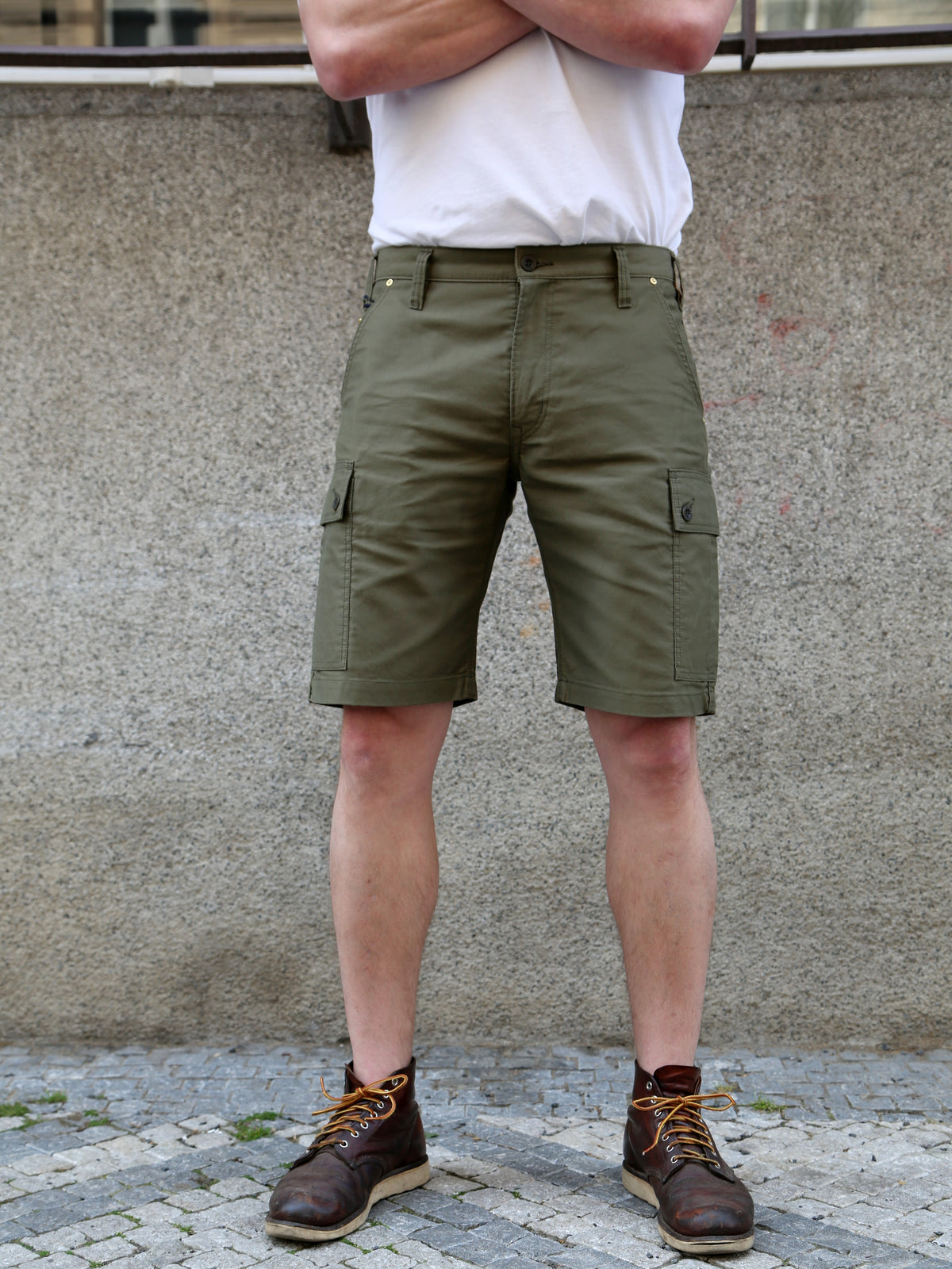 Iron Heart IH-726-OLV 7.4oz Cotton Whipcord Camp Shorts - Olive