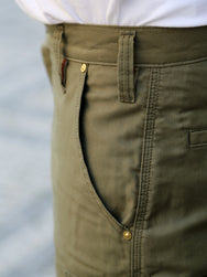 Iron Heart IH-726-OLV 7.4oz Cotton Whipcord Camp Shorts - Olive