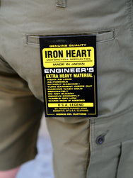 Iron Heart IH-726-OLV 7.4oz Cotton Whipcord Camp Shorts - Olive