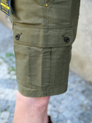 Iron Heart IH-726-OLV 7.4oz Cotton Whipcord Camp Shorts - Olive