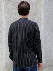 Black Sign Antique Cloth Band Collar Immigrant Shirt – Sumi Black (BSFL-25107)