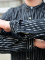 Black Sign Antique Cloth Band Collar Immigrant Shirt – Sumi Black (BSFL-25107)