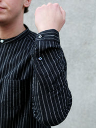 Black Sign Antique Cloth Band Collar Immigrant Shirt – Sumi Black (BSFL-25107)