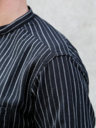 Black Sign Antique Cloth Band Collar Immigrant Shirt – Sumi Black (BSFL-25107)