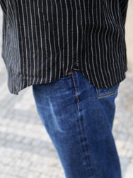 Black Sign Antique Cloth Band Collar Immigrant Shirt – Sumi Black (BSFL-25107)