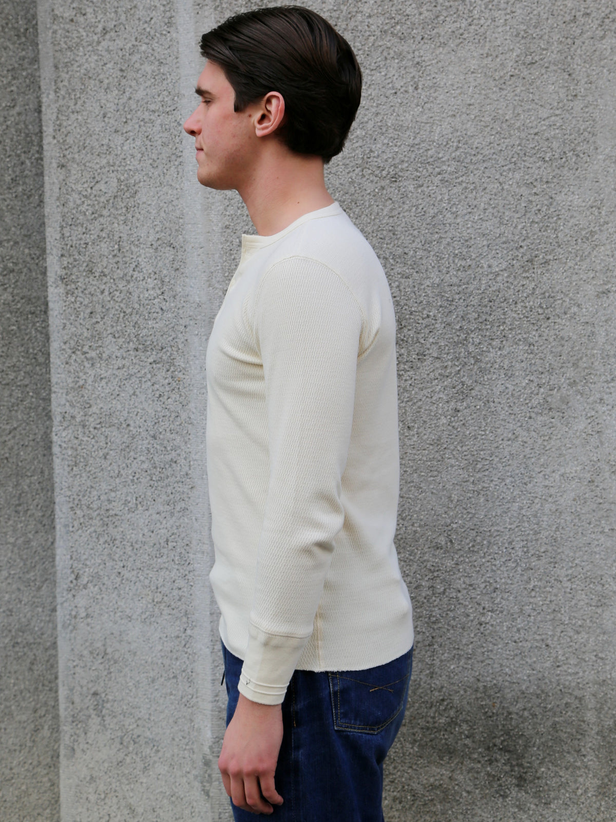 Gladhand Waffle Henley LS Teeshirt – White (GH-11)