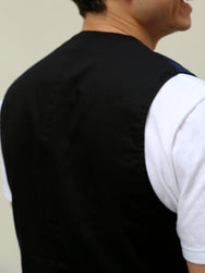 Black Sign Sashiko Indigo French Worker Vest – Dark Indigo (BSFV-23203)