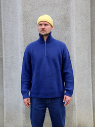 Nudie Jeans August Half Zip Sweater - Royal Blue