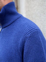 Nudie Jeans August Half Zip Sweater - Royal Blue