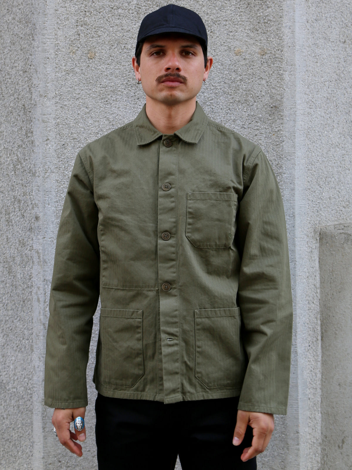 Nudie Jeans Buddy Herringbone Chore Jacket – Olive (160893)