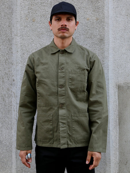 Nudie Jeans Buddy Herringbone Chore Jacket – Olive (160893)