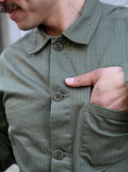 Nudie Jeans Buddy Herringbone Chore Jacket – Olive (160893)