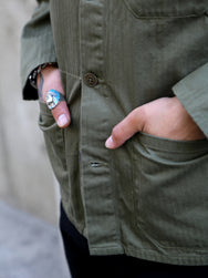 Nudie Jeans Buddy Herringbone Chore Jacket – Olive (160893)