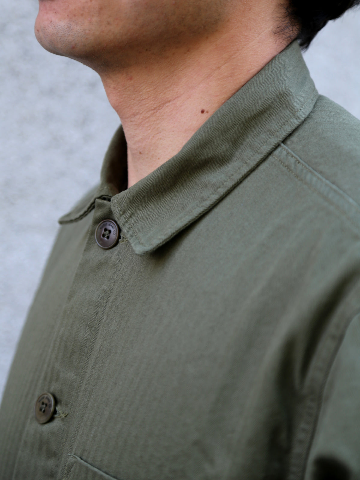 Nudie Jeans Buddy Herringbone Chore Jacket – Olive (160893)