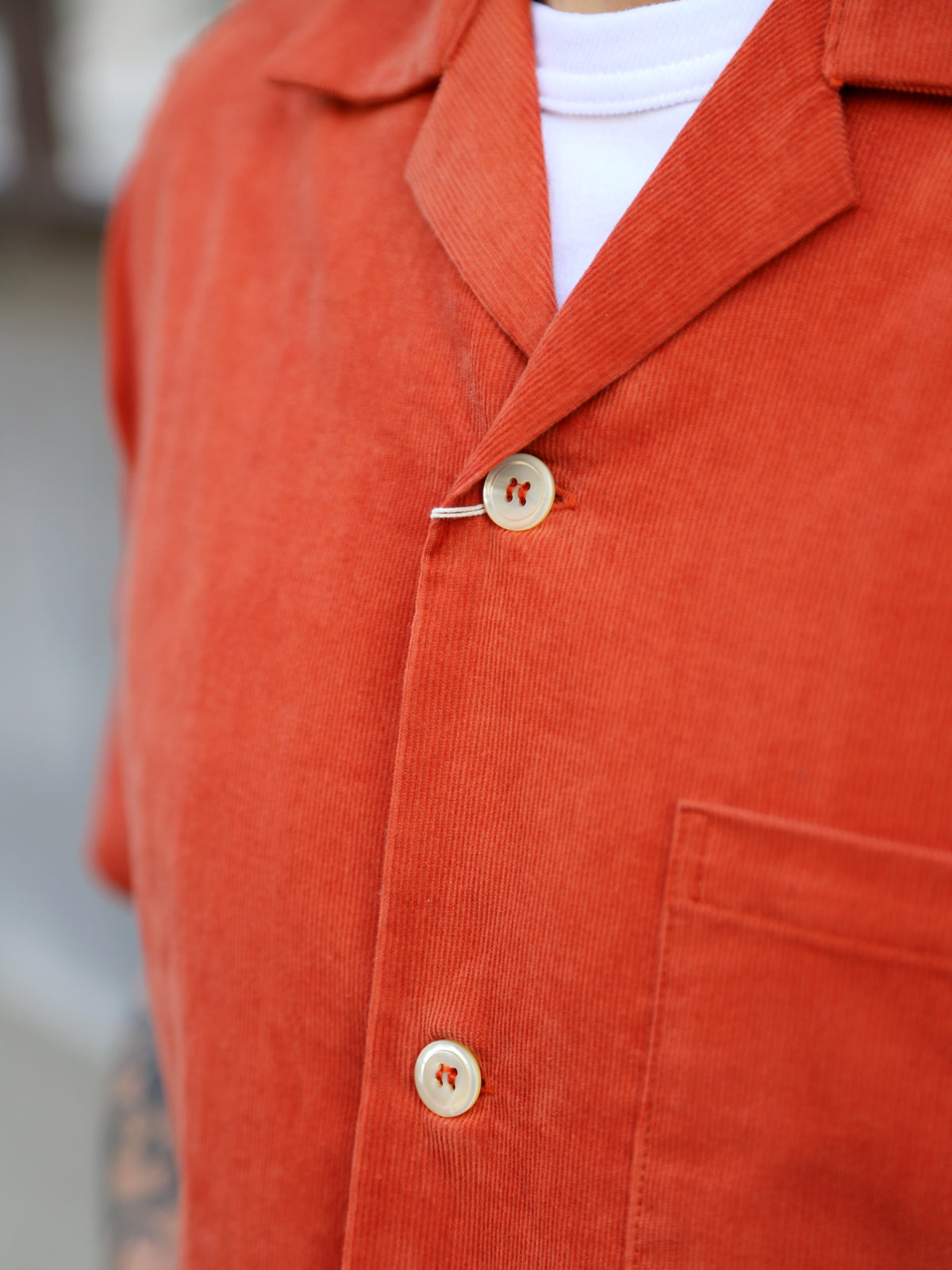 Joe McCoy MS23007 Open Collar Resort S/S Shirt / Summer Corduroy – Salmon