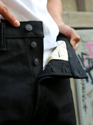 Momotaro Jeans 0605-B 15.7oz BLACK X BLACK Natural Tapered (0605B)