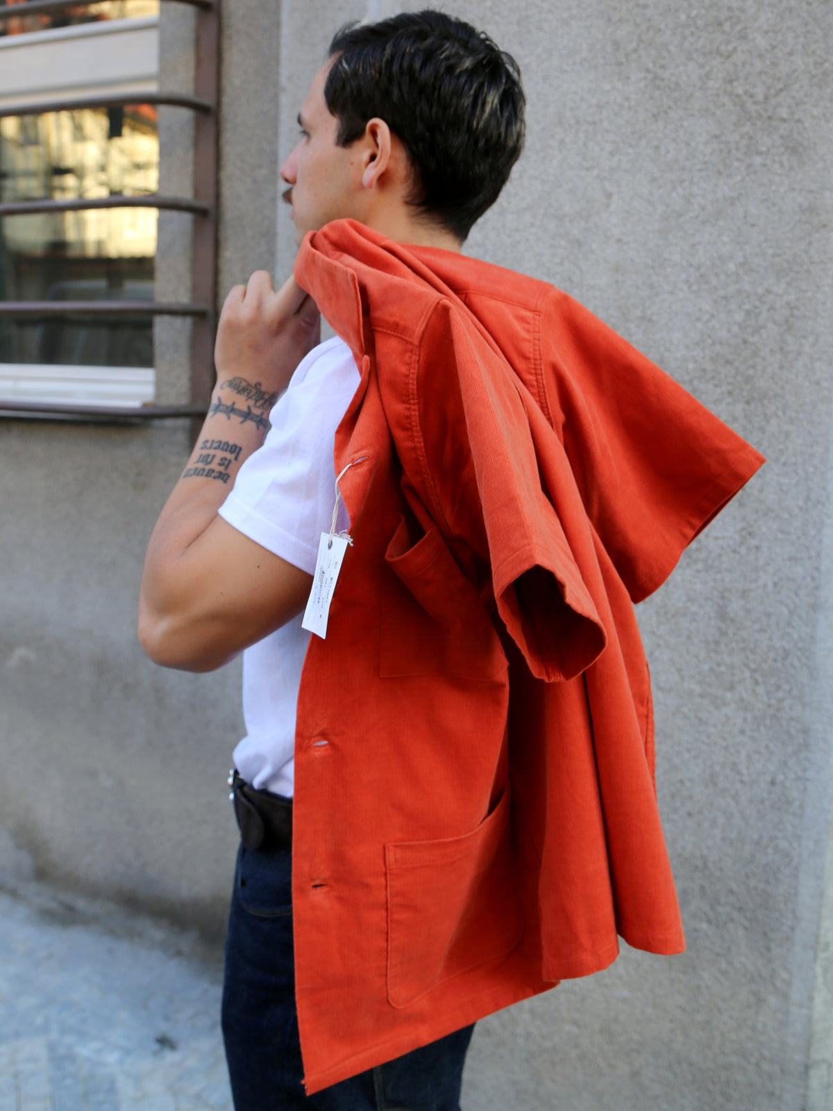 Joe McCoy MS23007 Open Collar Resort S/S Shirt / Summer Corduroy – Salmon