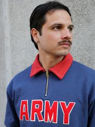 The Real McCoy's Athletic Half-Zip Jersey / Army – Blue (MC24107)