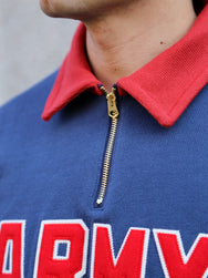 The Real McCoy's Athletic Half-Zip Jersey / Army – Blue (MC24107)