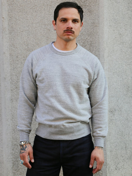 The Real McCoy's 9oz Loopwheel Raglan Sweatshirt – Grey (MC24117)
