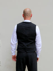 Hansen Garments 26-44-2 William Lapel Waistcoat - Black Wool Pin