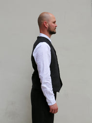 Hansen Garments 26-44-2 William Lapel Waistcoat - Black Wool Pin